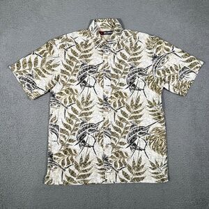 Reel Legends Shirt Mens‎ Medium Brown Floral Fishing Vented Caped Casual Preppy